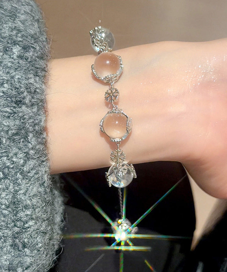 Original Design Silk Copper Alloy Crystal Beading Snowflake Charm Bracelet