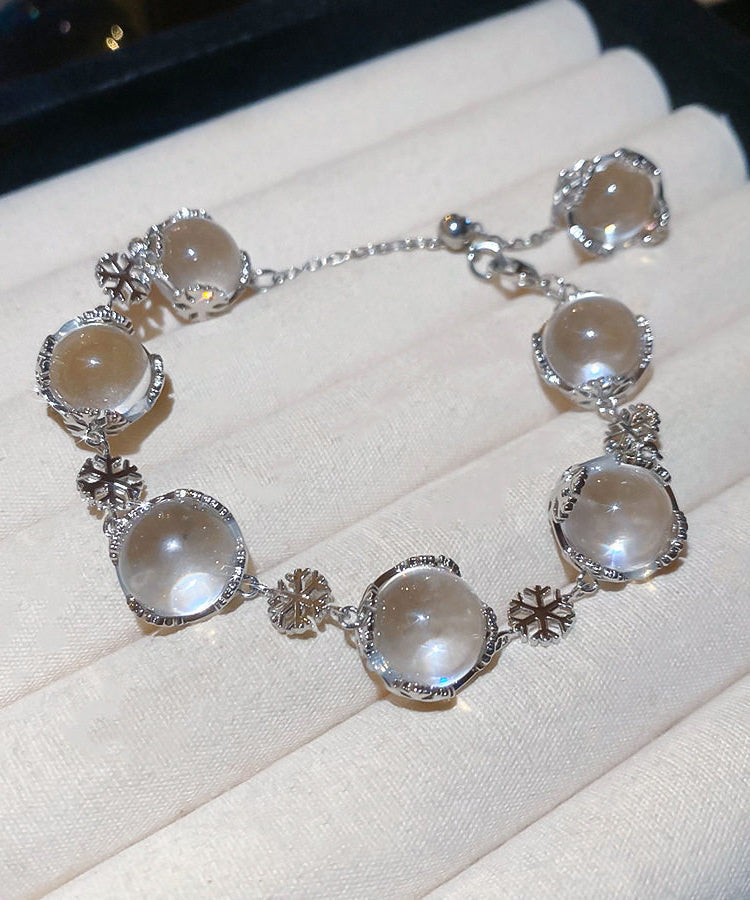 Original Design Silk Copper Alloy Crystal Beading Snowflake Charm Bracelet