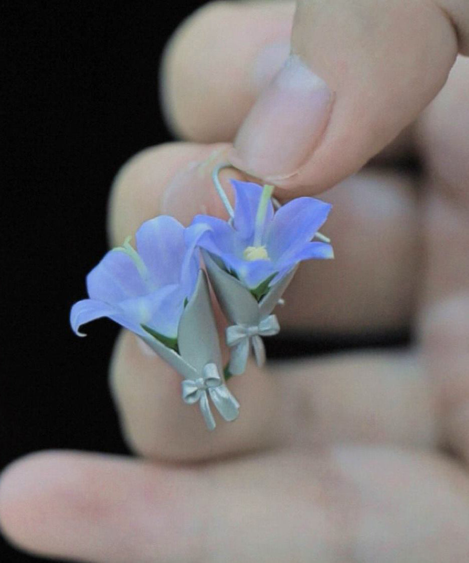 Original Design Seidenkupfer Blumenarrangement Bouquet Tropfen Ohrringe