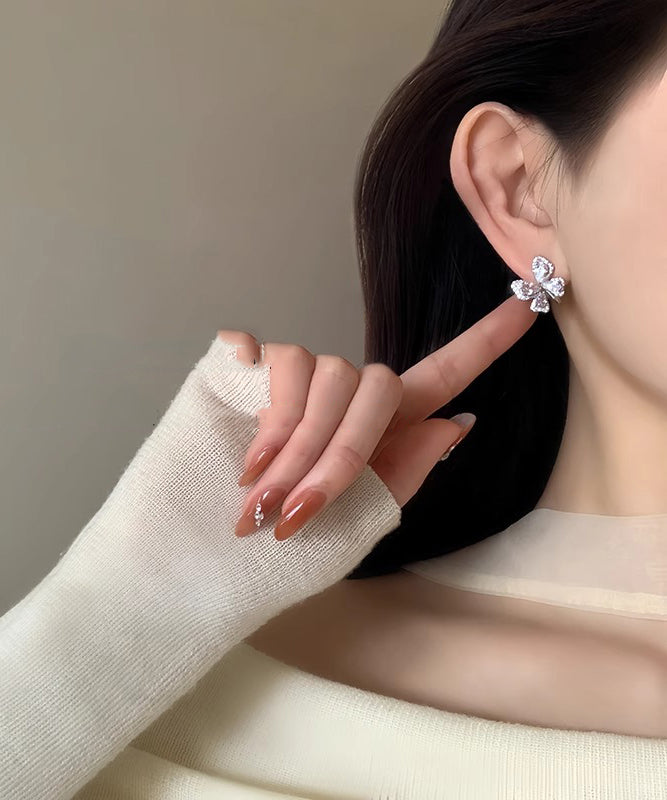 Pendientes de mariposa con diseño original de seda, cobre y circonitas doradas