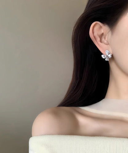 Pendientes de mariposa con diseño original de seda, cobre y circonitas doradas