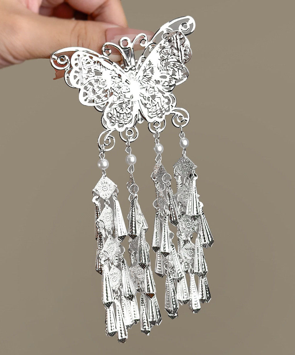 Haarnadel mit originellem Design: Seide, Sterlingsilber, Perle, Schmetterling, Quaste, Haarnadel