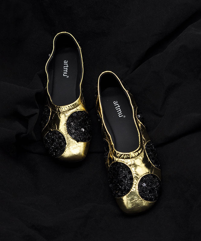 Original Design Silver Cowhide Leather Sequins Flat Shoes For Women