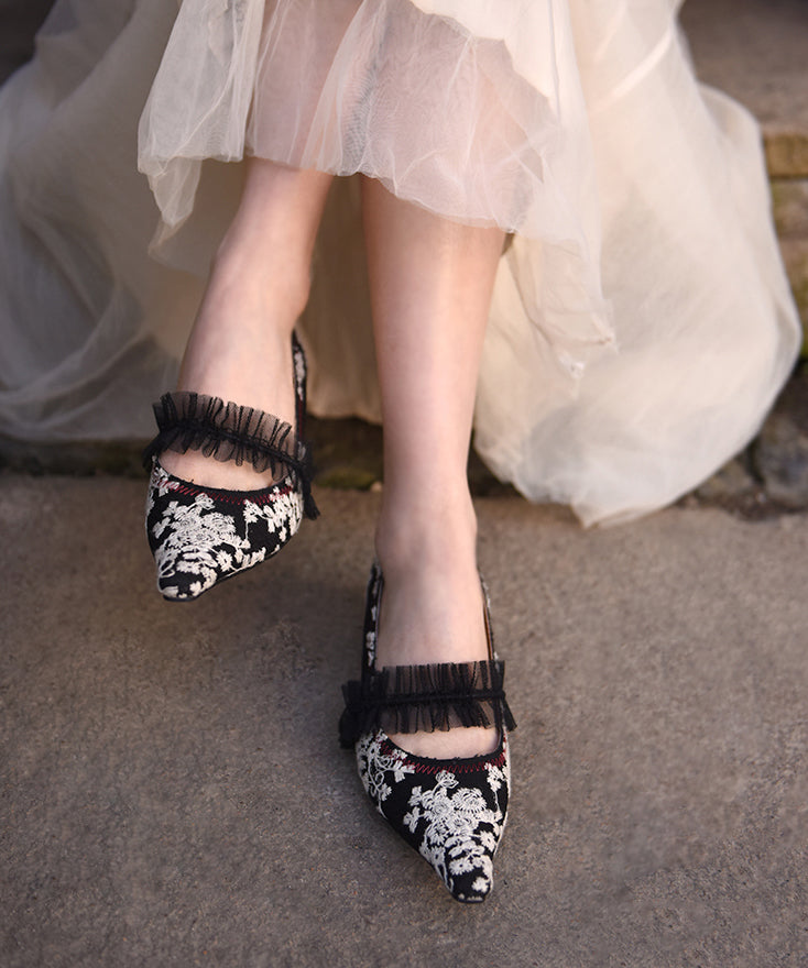 Original Design Splicing Chunky Shoes Khaki Lace Embroidered