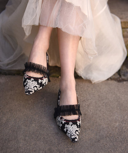 Original Design Splicing Chunky Shoes Khaki Lace Embroidered