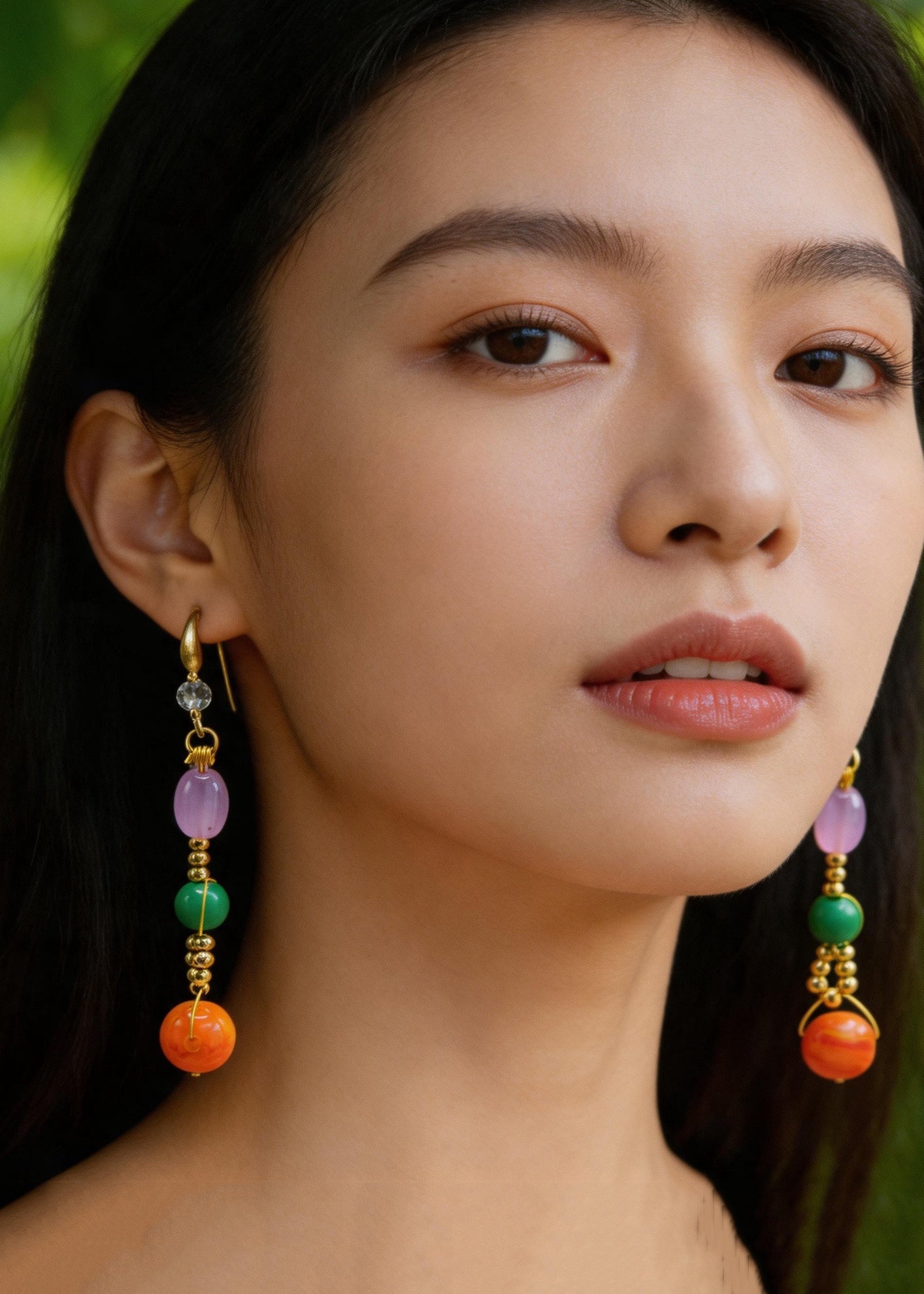 Original Design Tasseled Amber Ethnic Style Drop Earrings