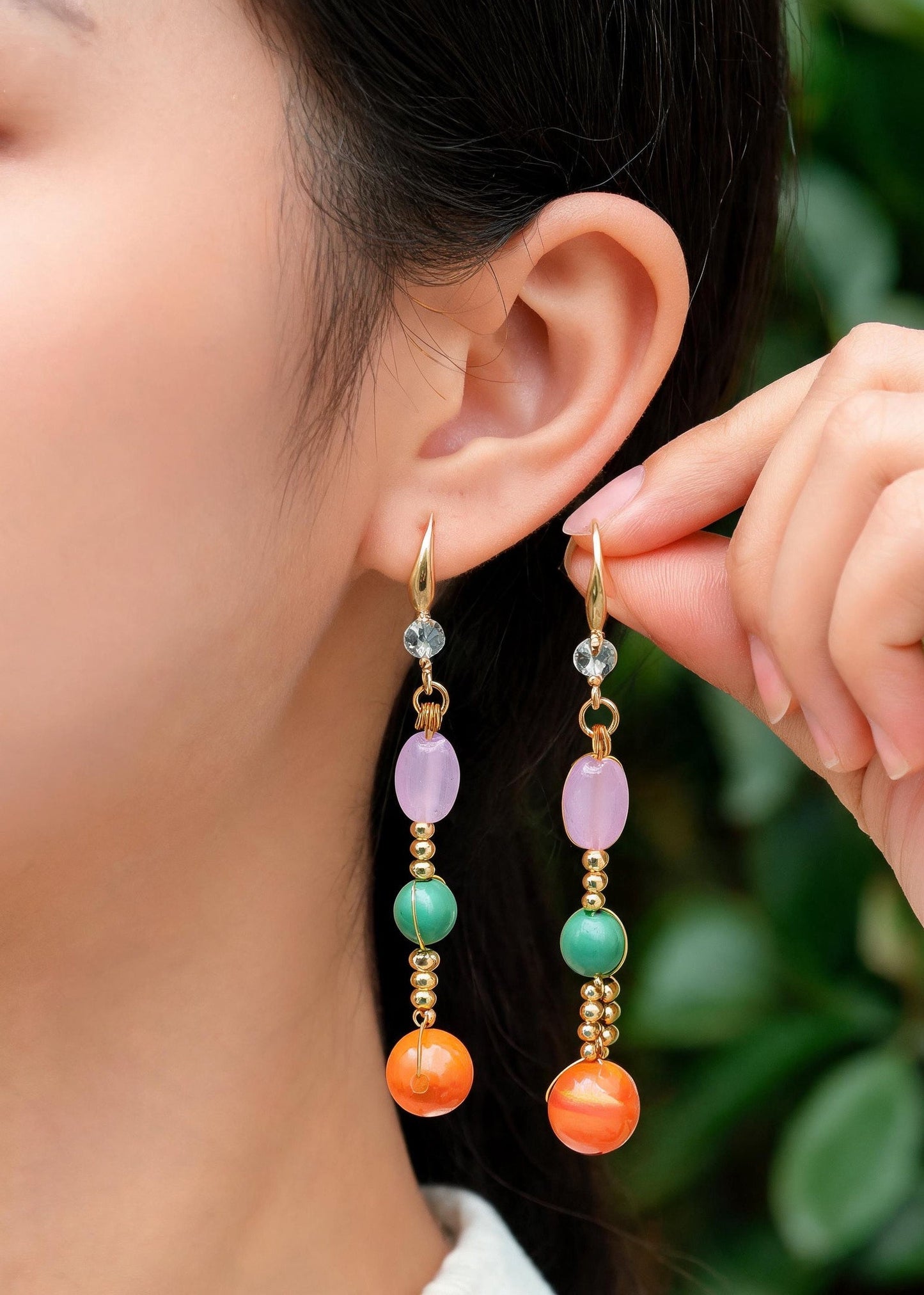 Original Design Tasseled Amber Ethnic Style Drop Earrings