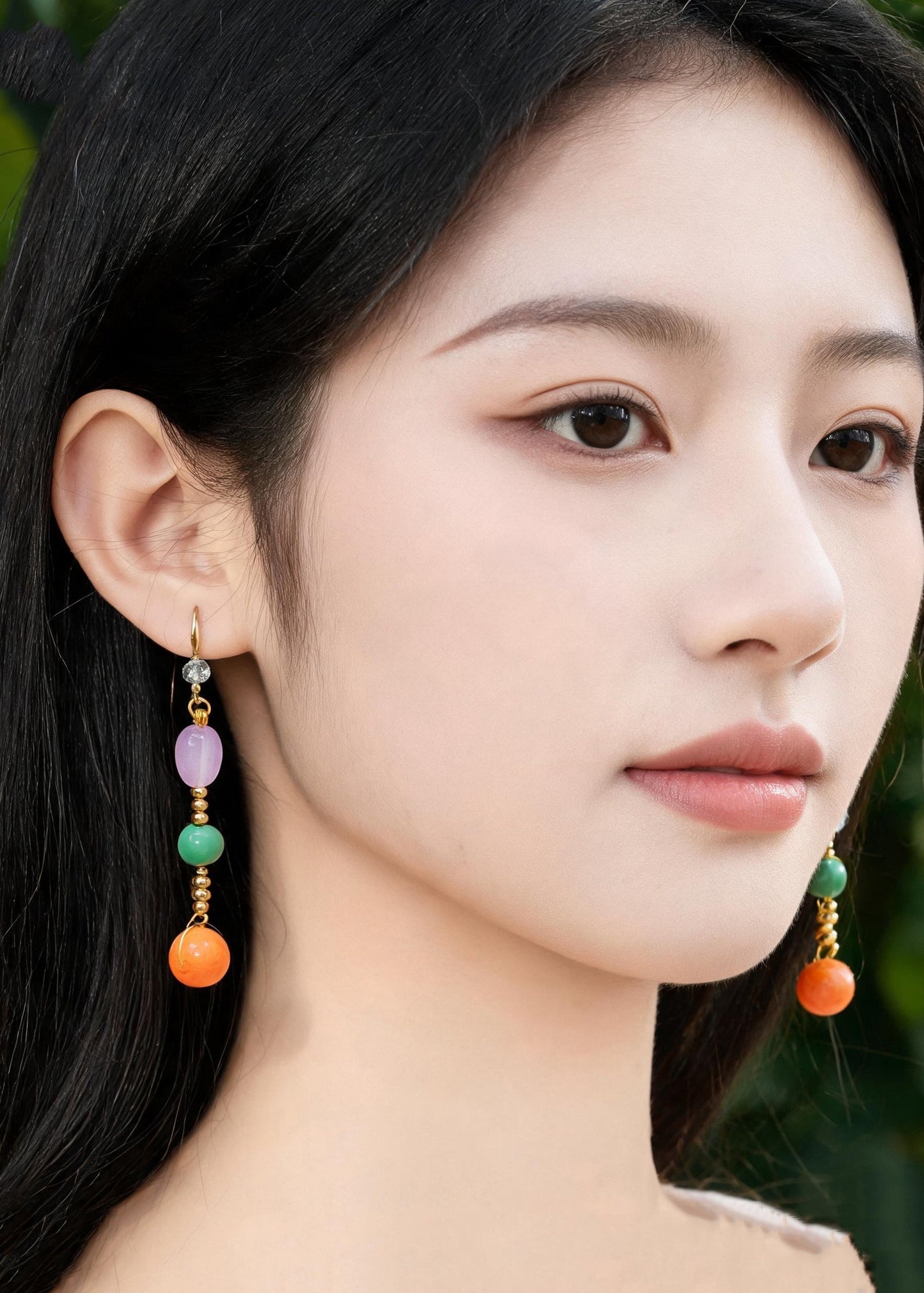 Original Design Tasseled Amber Ethnic Style Drop Earrings