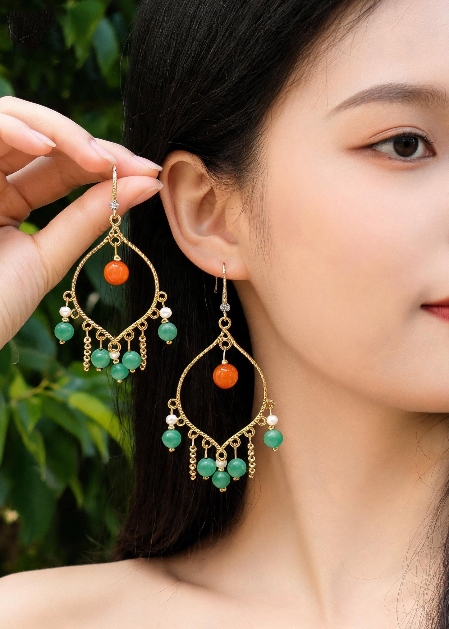 Original Design Tasseled Turquoise Drop Earrings