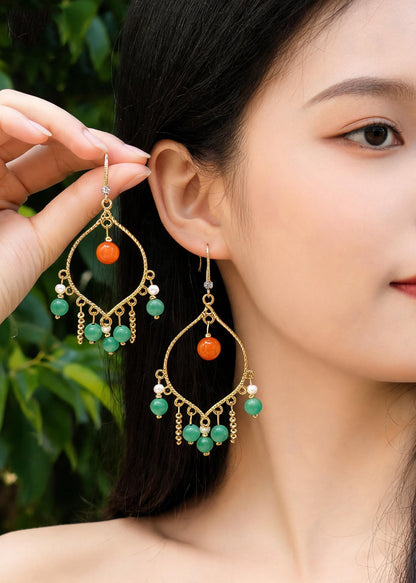 Original Design Tasseled Turquoise Drop Earrings