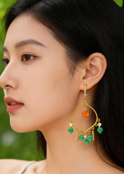 Original Design Tasseled Turquoise Drop Earrings