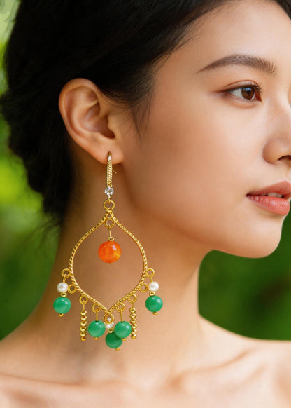 Original Design Tasseled Turquoise Drop Earrings