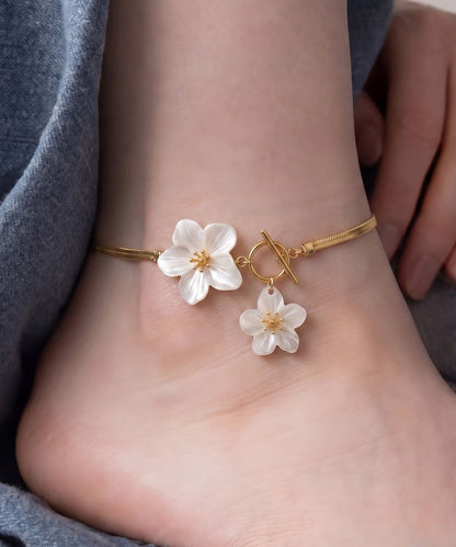 Original Design White Copper Alloy Floral Anklets