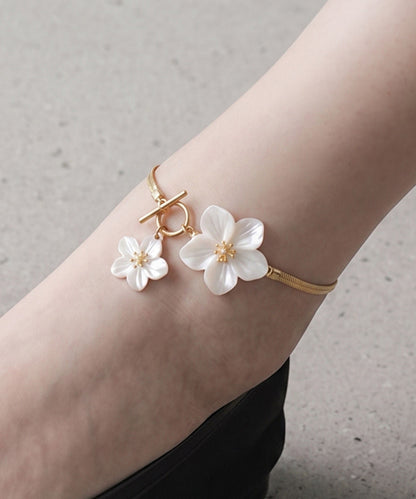 Original Design White Copper Alloy Floral Anklets