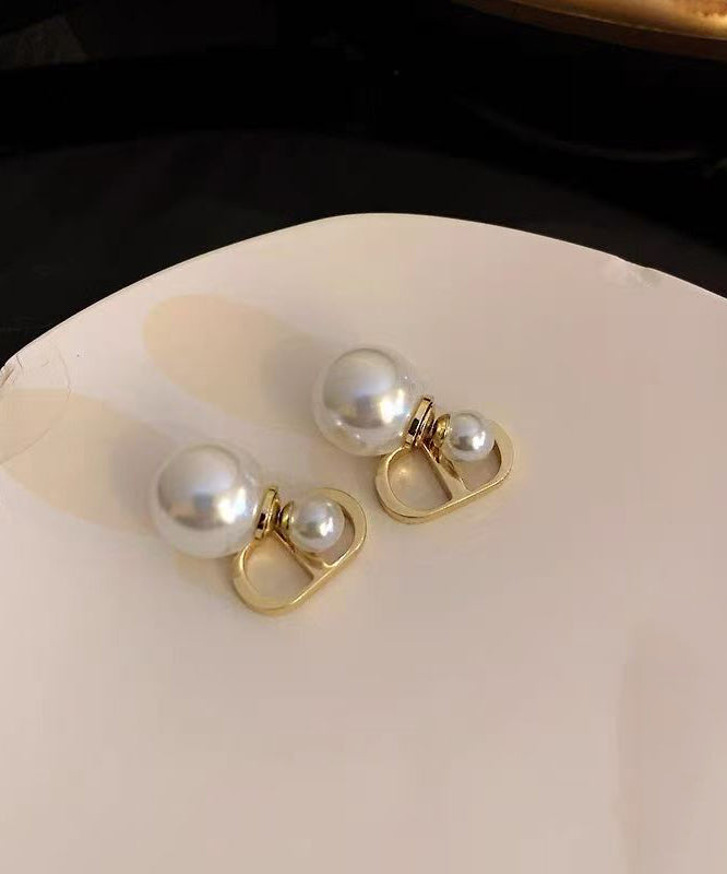 Original Design White Copper Alloy Pearl Graphic Stud Earrings