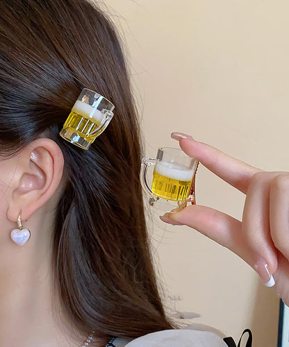 Original Design Yellow Alloy Beer Glass Hairpin