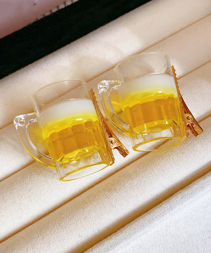 Original Design Yellow Alloy Beer Glass Hairpin