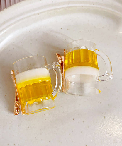 Original Design Yellow Alloy Beer Glass Hairpin