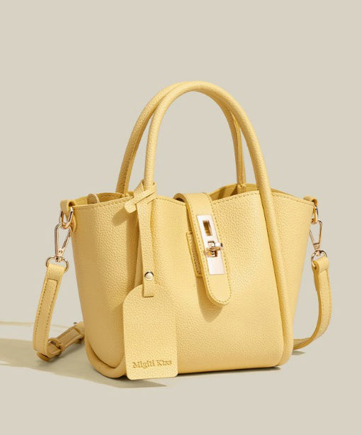 Original Design Yellow Versatile Faux Leather Tote Handbag