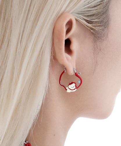 Originale grüne Sterlingsilber-Ohrringe mit Tropfenglasur und Tiermotiven