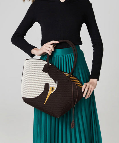 Originale neue gestrickte Schultertasche in Kaffeebraun mit großem Fassungsvermögen