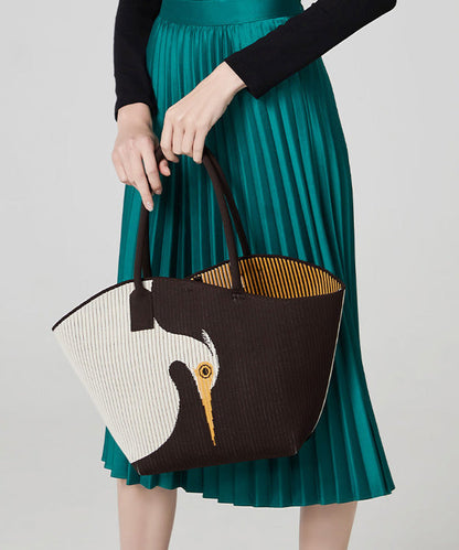 Originale neue gestrickte Schultertasche in Kaffeebraun mit großem Fassungsvermögen