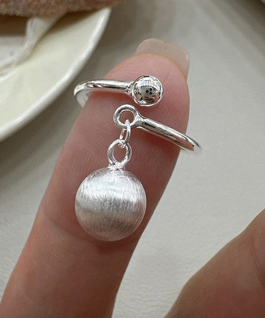 Originale Seide Sterling Silber Drahtgezogene Kugelquaste offene Ringe