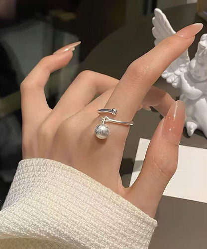 Originale Seide Sterling Silber Drahtgezogene Kugelquaste offene Ringe