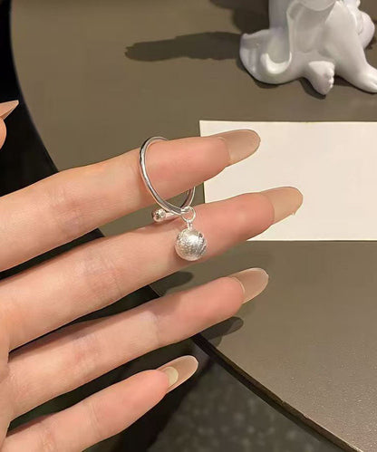 Originale Seide Sterling Silber Drahtgezogene Kugelquaste offene Ringe