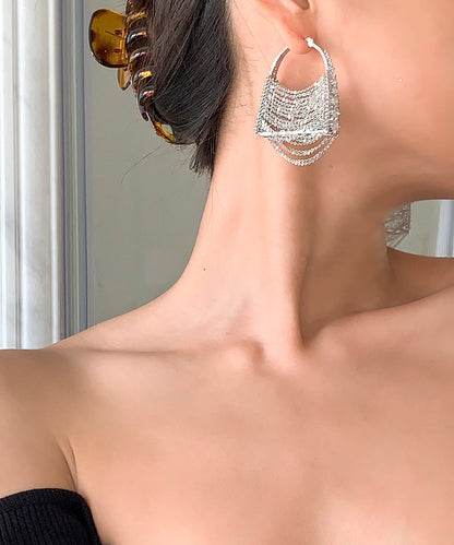 Original Silk Sterling Silber Zirkon Kette Tasche Creolen