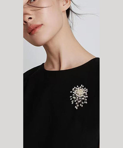 Broches originales de fuegos artificiales con perla dorada de cobre blanco