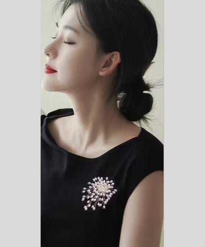 Broches originales de fuegos artificiales con perla dorada de cobre blanco