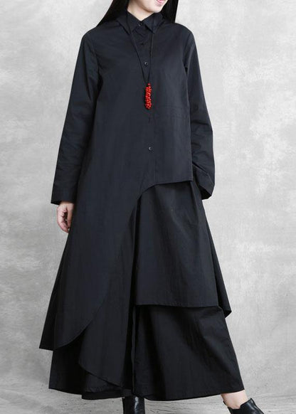 Original designer style black suit female 2021 autumn new irregular personality two-piece suit - SooLinen