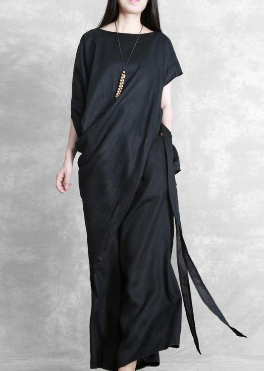 Original female irregular suit personality more wearing black shirt loose casual pants summer - SooLinen