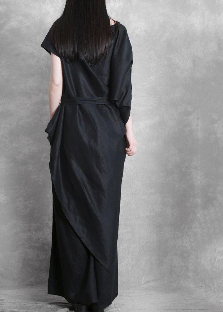 Original female irregular suit personality more wearing black shirt loose casual pants summer - SooLinen