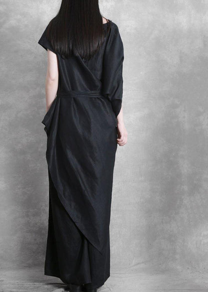 Original female irregular suit personality more wearing black shirt loose casual pants summer - SooLinen