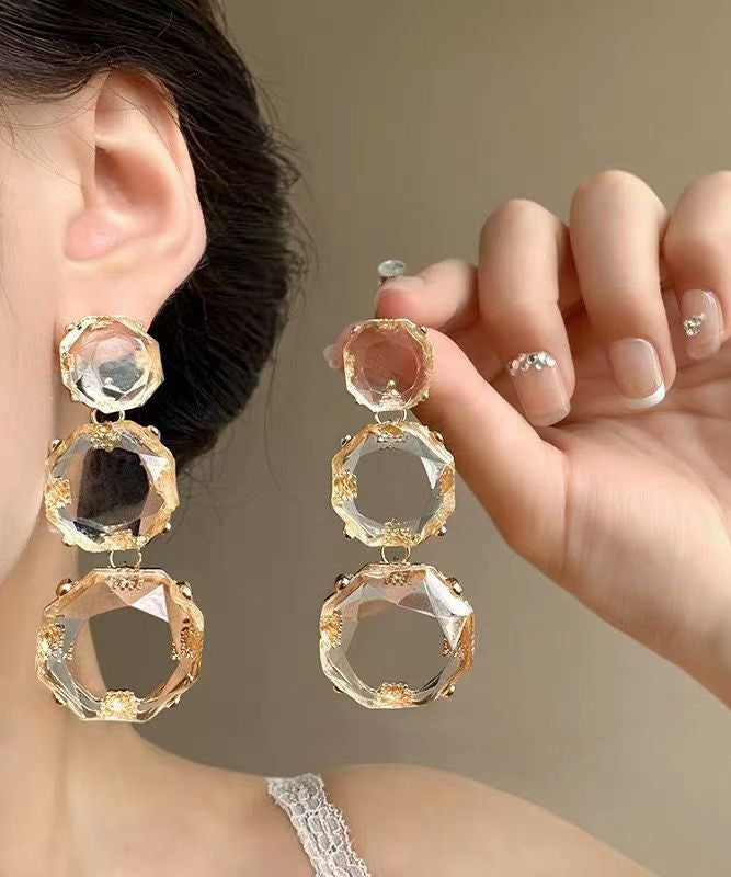 Oversize Bibonerana Alloy Crystal Tassel Drop Earrings