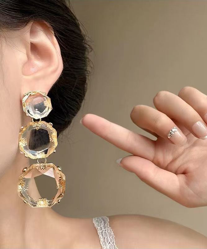 Oversize Bibonerana Alloy Crystal Tassel Drop Earrings