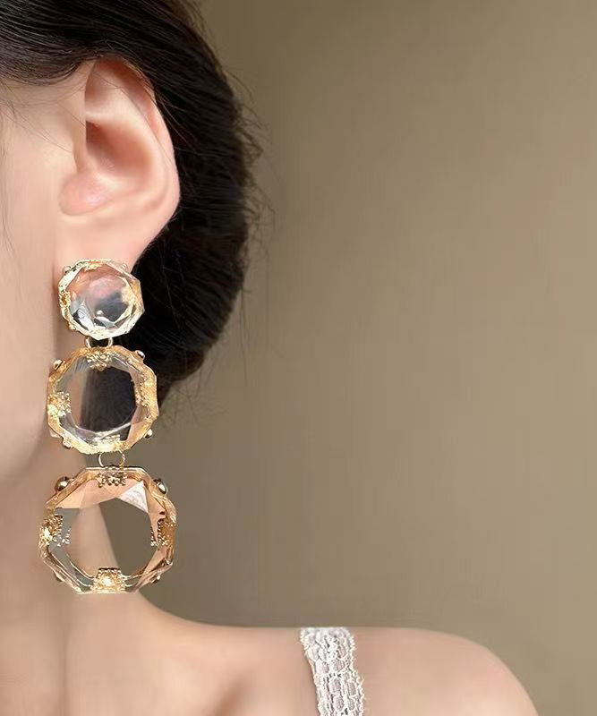 Oversize Bibonerana Alloy Crystal Tassel Drop Earrings