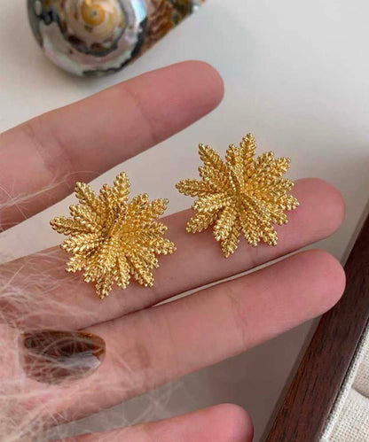 Pendientes florales extragrandes de aleación de cobre y oro