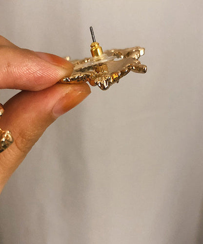 Pendientes colgantes de dragón de plata de ley dorada de gran tamaño