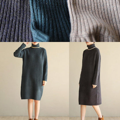 Oversized black gray Sweater outfits Refashion Largo high lapel collar sweater dress - SooLinen