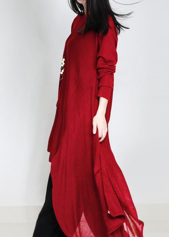 Oversized blue Sweater Wardrobes plus size asymmetric daily o neck sweater dress - SooLinen