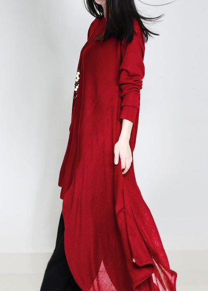 Oversized blue Sweater Wardrobes plus size asymmetric daily o neck sweater dress - SooLinen