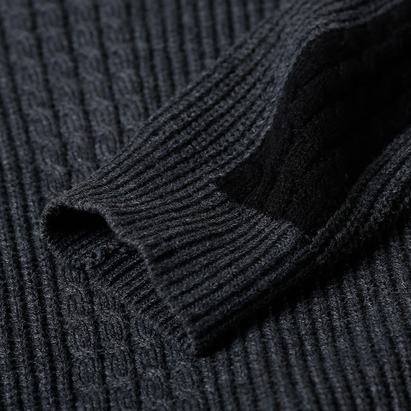 Übergroßer dunkelgrauer Pullover Largo Big Batwing Sleeve High Neck Strickoberteile