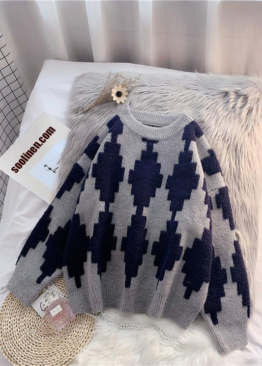 Out of stock- Oversized patchwork color clothes For Women warm spring fashion o neck sweaters - SooLinen