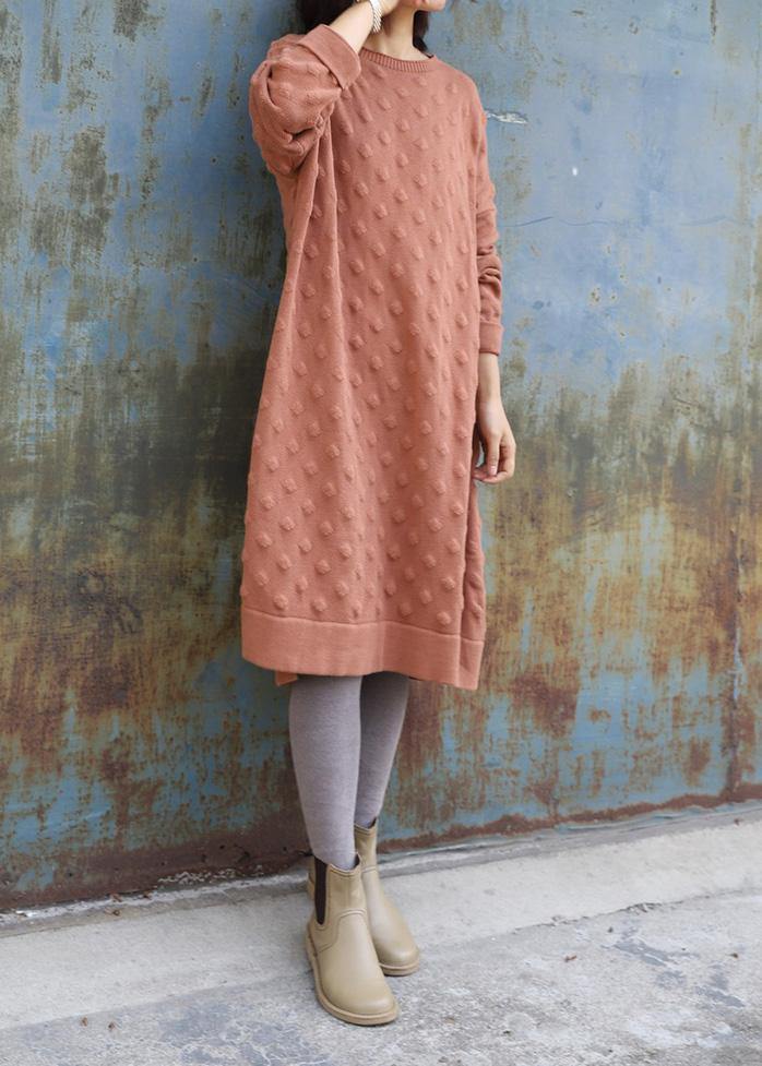 Oversized pink  Sweater outfits Quotes side open Largo winter knit dress - SooLinen