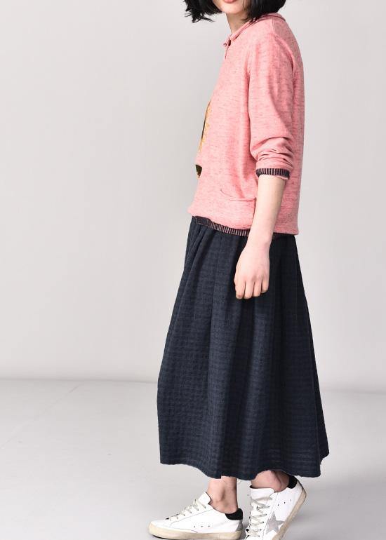 Oversized pink prints knitted t shirt fall fashion long sleeve knitwear v neck - SooLinen