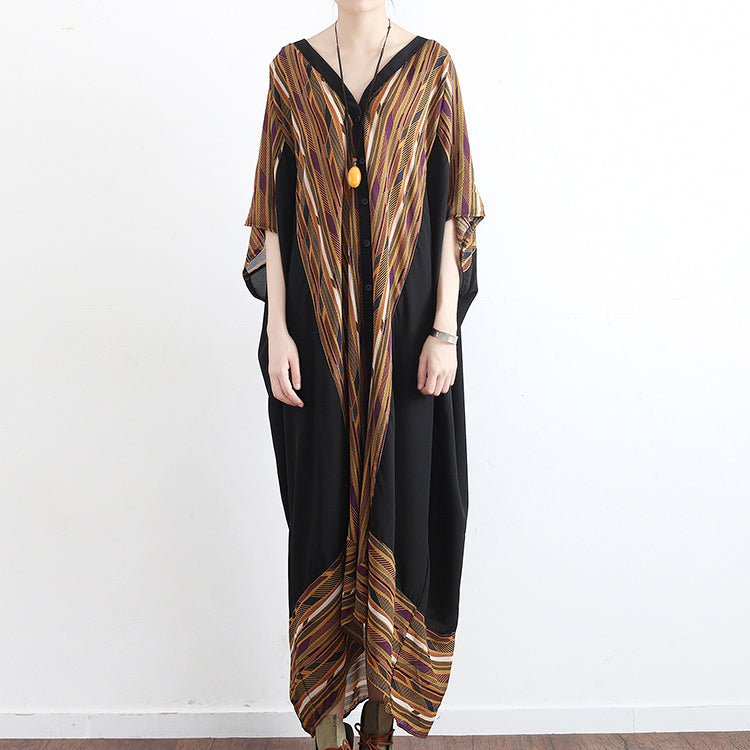 Übergroße gelbe Chiffon-Kaftane, Strandkleider, lange Freizeitkleider, fließendes Kleid