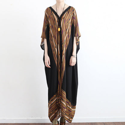 Übergroße gelbe Chiffon-Kaftane, Strandkleider, lange Freizeitkleider, fließendes Kleid